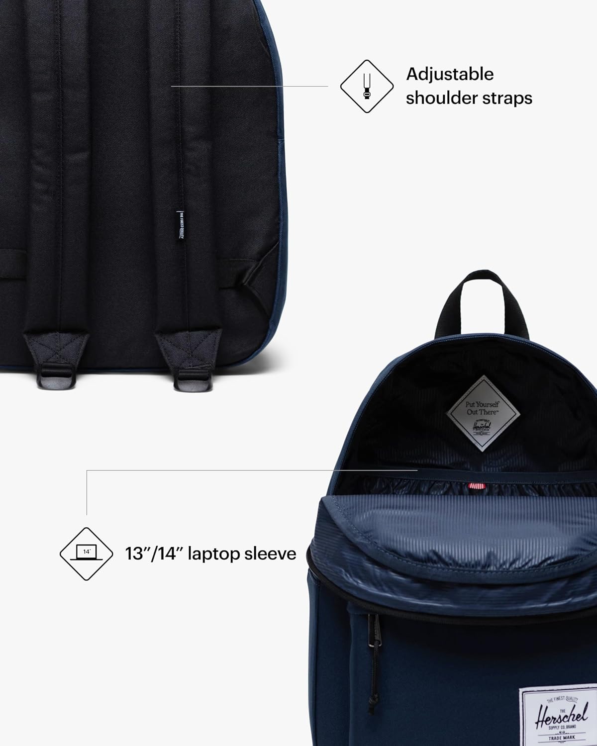 Herschel Classic Backpack, Navy, Mod - 20L - Image 3