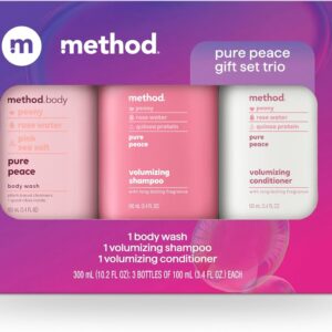 Method Body Wash and Hair Care Gift Set, Pure Peace, 3.4 oz Travel Size Bottles